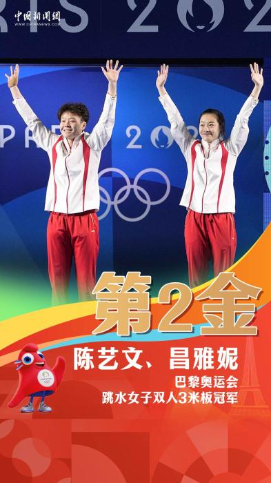 陈艺文昌雅妮巴黎奥运女子双人3米板夺冠